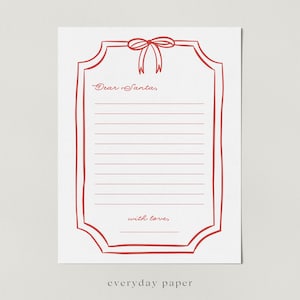 Carta a Papá Noel para imprimir, cartas a Papá Noel, carta de recuerdo de Navidad, descarga instantánea, tamaños de archivo PDF de 8,5 x 11 pulgadas y A4 incluidos, actividad