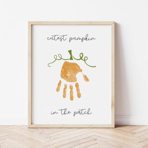 Artisanat d'art empreinte de main de citrouille, citrouille la plus mignonne du patch imprimable, empreinte de main d'automne, garderie de maternelle préscolaire pour tout-petits, 1er automne de bébé
