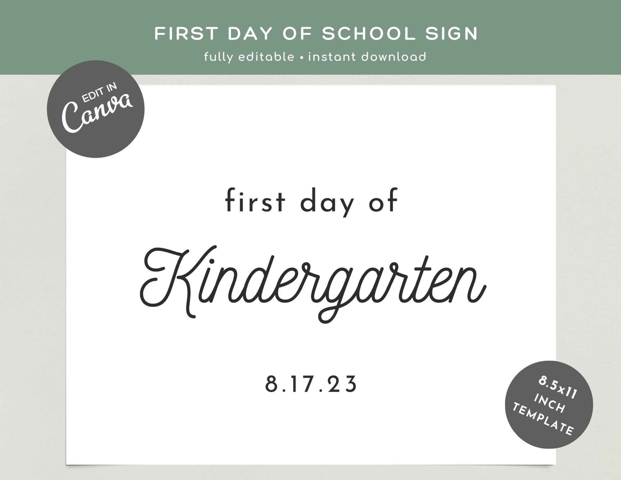 First Day of School Editable Sign Template Printable First - Etsy