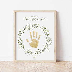 My First Christmas Handprint Craft, Baby&#39;s First Christmas Handprint Craft Printable, Baby&#39;s 1st Christmas Art Keepsake, Instant Download