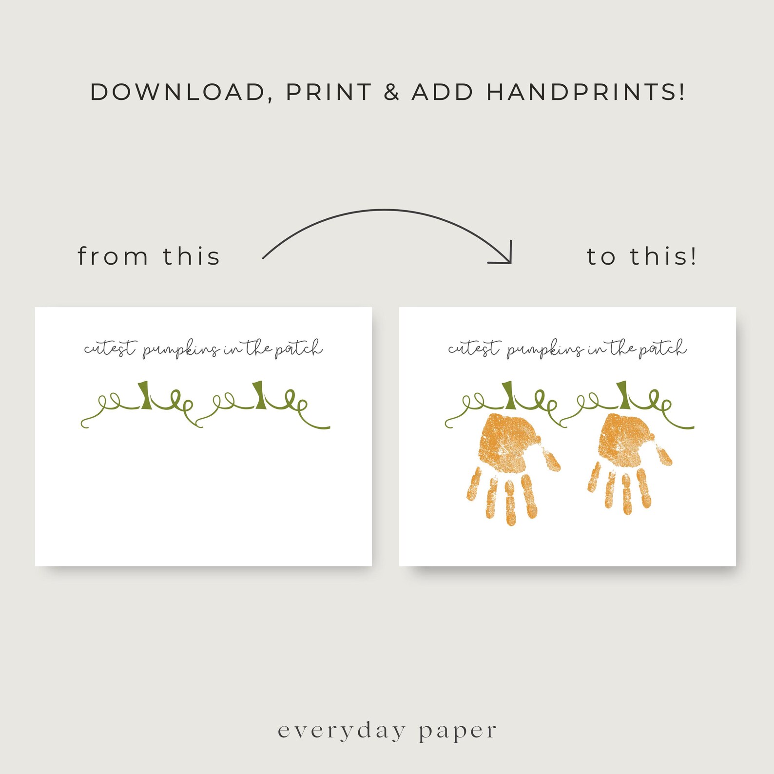 Two Handprint Pattern Pumpkin Handprint Craft for Two Kids, Fall Handprint Art Printable ...