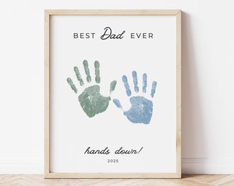 Best Dad Handprint Art Printable | Best Dad Hands Down Handprint Craft | Gift for Dad from Kids | Happy Fathers Day Card From Kids DIY