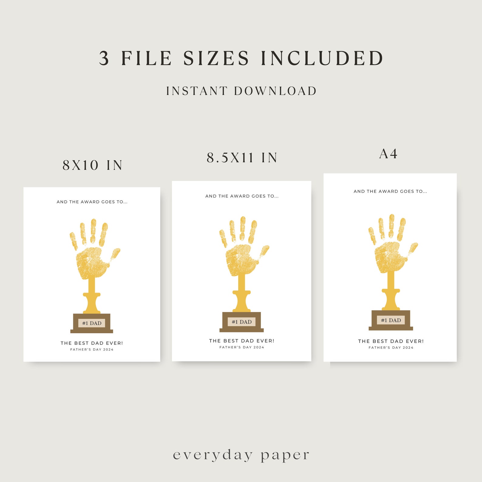 Father's Day Trophy Handprint Art Printable 1 DAD Trophy Handprint ...