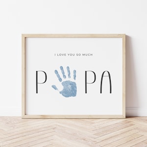 Impression d'art empreinte de main de papa, cadeau d'anniversaire de papa, carte de fête des pères de papa, cadeau pour bricolage de grand-père pour bébé ou tout-petit | Je t'aime tellement