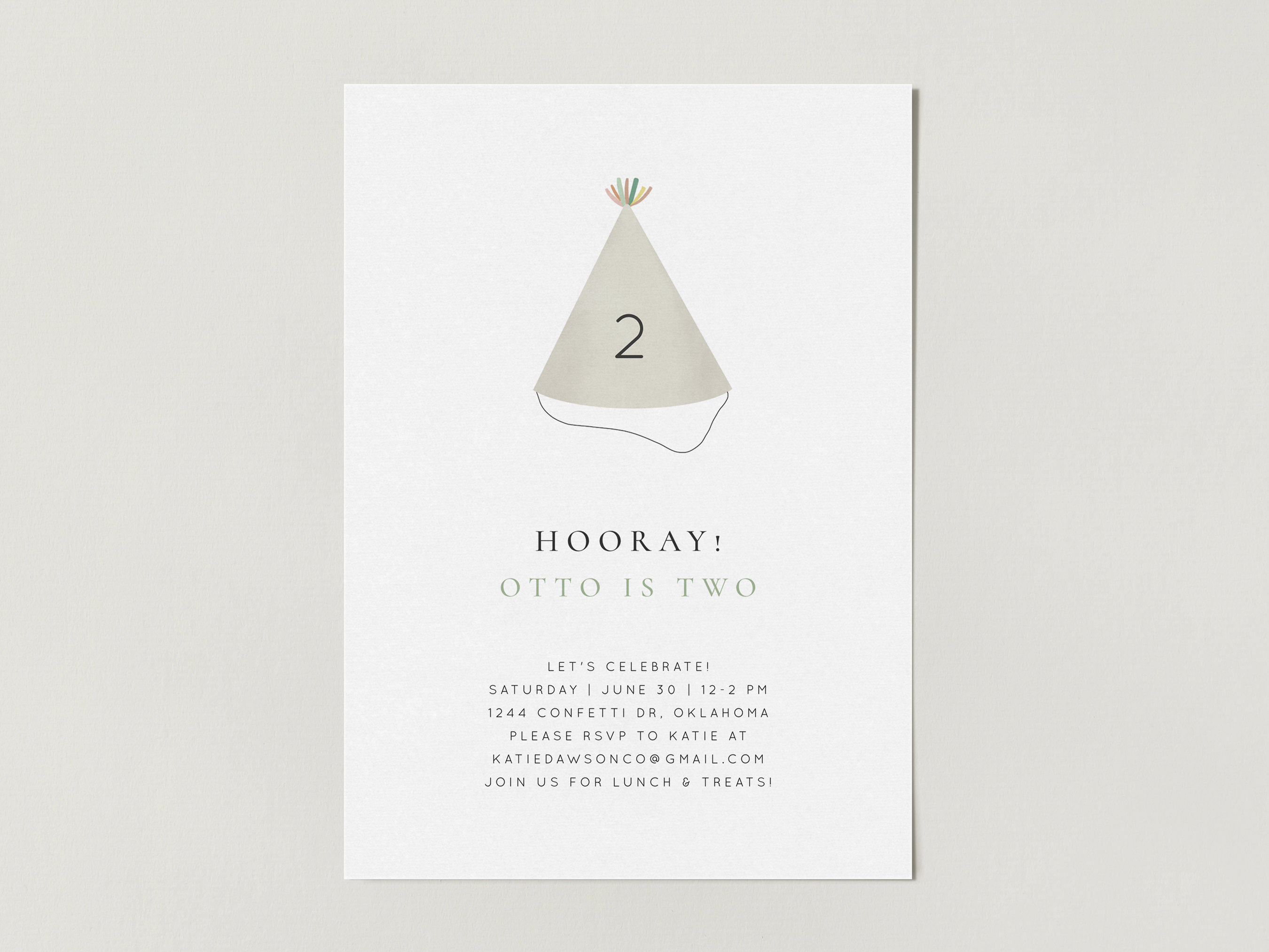 Party Hat Birthday Party Invitation Template Download | Simple First ...