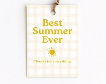 Best Summer Ever Gift Tag, Camp Counselor Gift, Summer Nanny Card, Lake or Beach House Hostess Gift, Camp Send Off, End of Summer Gift Bag