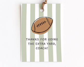 Extra Yard Football Coach Gift Tag, Thank You Gift From Team, End Of Season Last Game, Simple Minimal, Little League, Middle School Coach