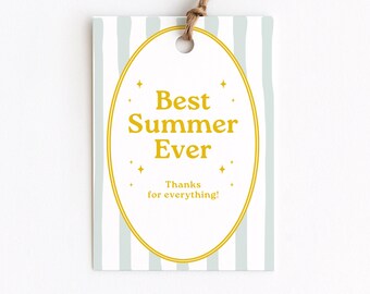 Best Summer Ever Gift Tag, Camp Counselor Gift, Summer Nanny Card, Lake or Beach House Hostess Gift, End of Summer Gift Bag, Camp Send Off