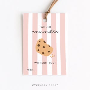 Ik zou zonder jou afbrokkelen Cadeaukaartje, roze label voor koekjesdoos, koekjeskaart, administratief medewerkster, officemanager, receptioniste, oppas