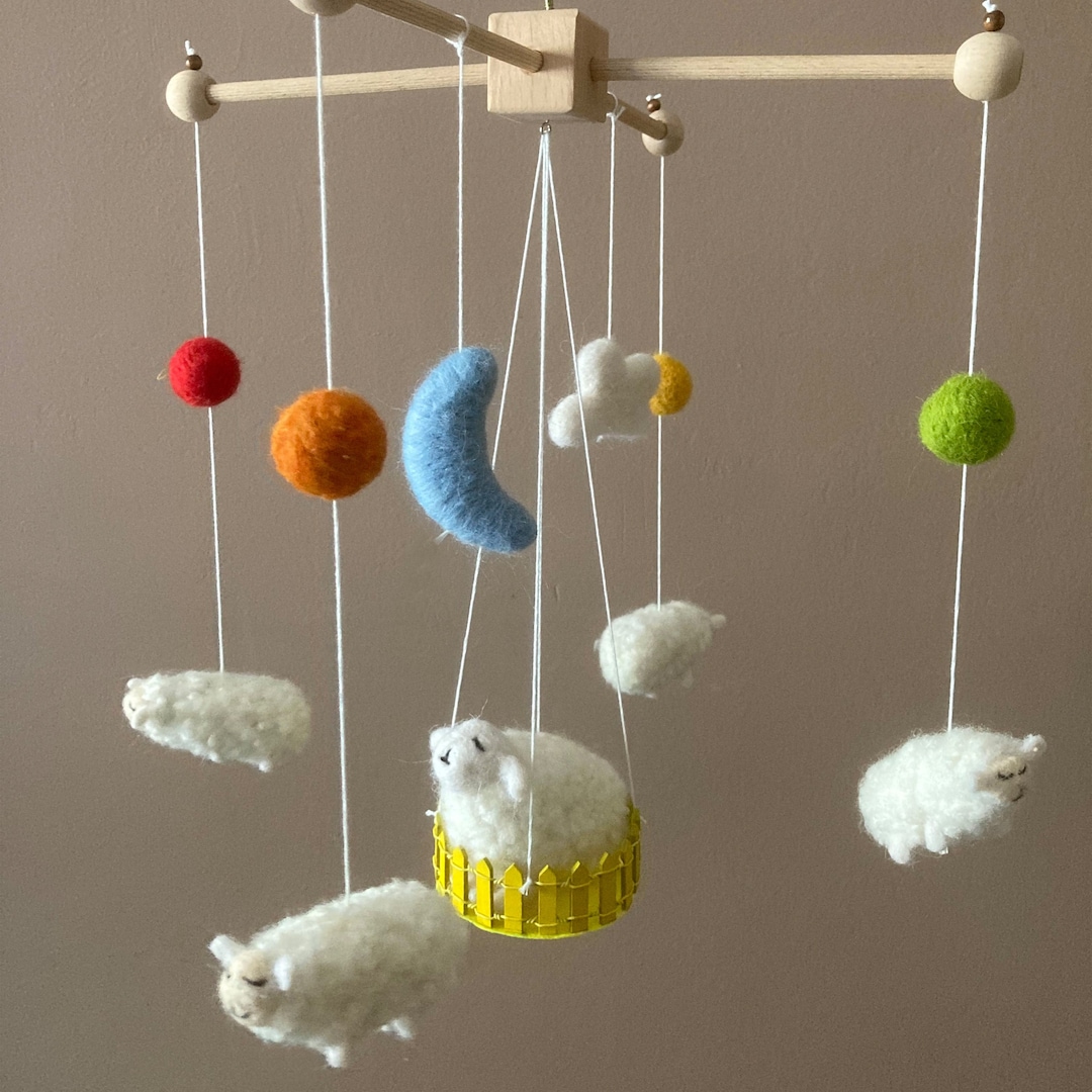 Needle Felted Baby Mobile Farm Animals Newborn Baby Shower Etsy UK