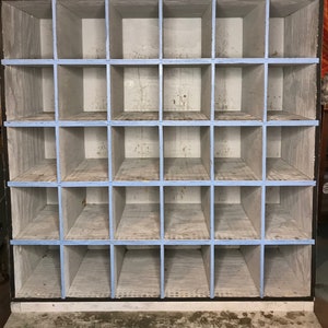 Industrial Wooden/Metal Movable Utility Storage Unit-30 Compartments for Tools/Mail/Shoes/Crafts/Organize Supplies