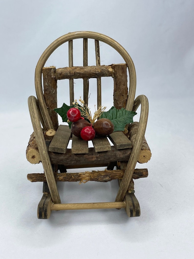 Vintage Wooden Mini Rocking Chair Christmas Decor Etsy