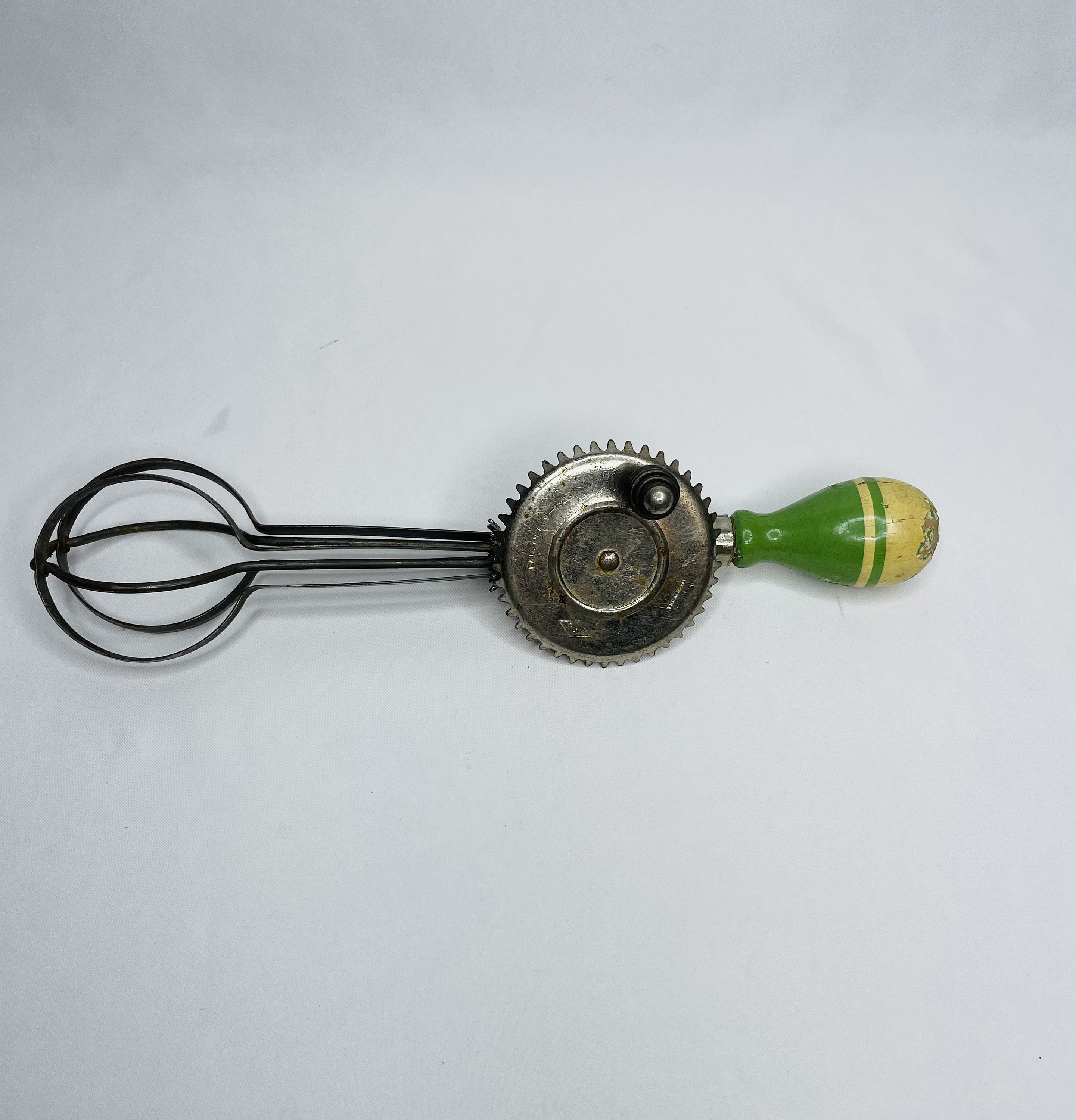 Vintage 1923 A&J Egg Beater Green/Yellow Wooden Handle Etsy