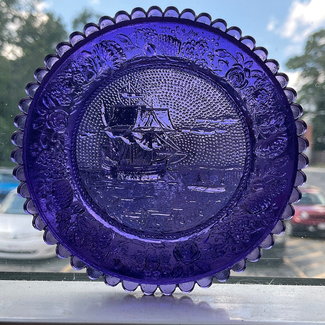 Purple Glass Cup Plate the Mayflower Etsy