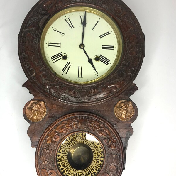 Antique Wall Clock With Pendulum Etsy