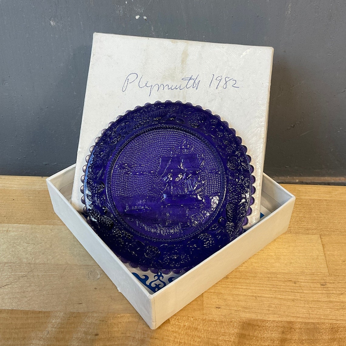 Purple Glass Cup Plate the Mayflower Etsy