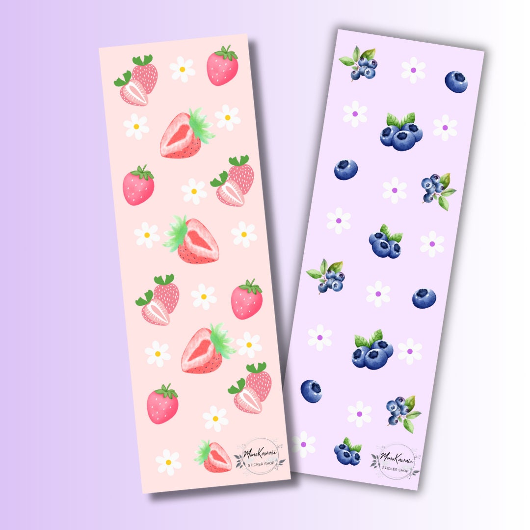 Strawberry and Blueberry Bookmarks, Book Lover Gift, Book Worm Gift ...