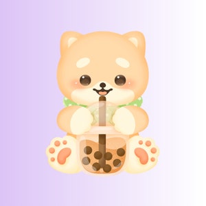 Shiba Bubble Tea Sticker l Kawaii Sticker l Cute Sticker l Anime Lover Sticker