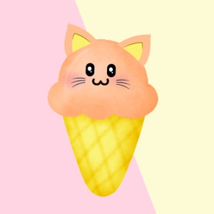 Orange Ice Cream Cat Sticker l Kawaii Sticker l Cute Sticker l Anime Lover Sticker