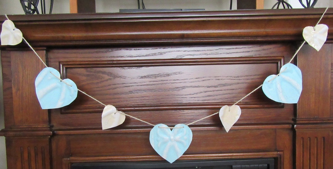 Upcycled Metal Heart Garland From Antique Ceiling Tile, Alternating