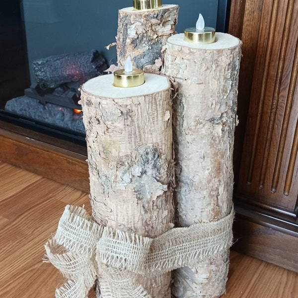 River birch log candles