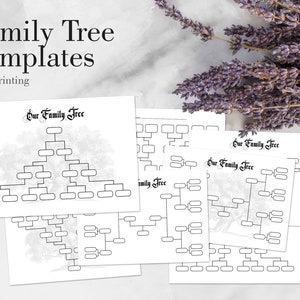 Genealogy Ancestry Family Tree Set in 6 Styles PDF Template Set (Digital, for Print) v1 Family History