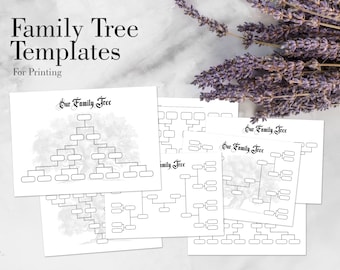 Printable Family Tree Template Set, Genealogy Chart (Digital Download)