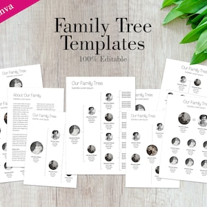 Genealogy Family Tree Bubble Templates for Canva - 9 Pages to Customize and Print iPad PC Ancestry Scrapbook