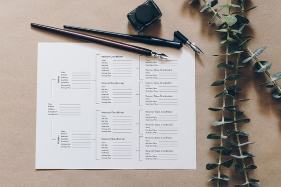 Genealogy Ancestry Pedigree Chart Set in 4 Styles PDF Template Set (Digital, for Print) v1 Family History
