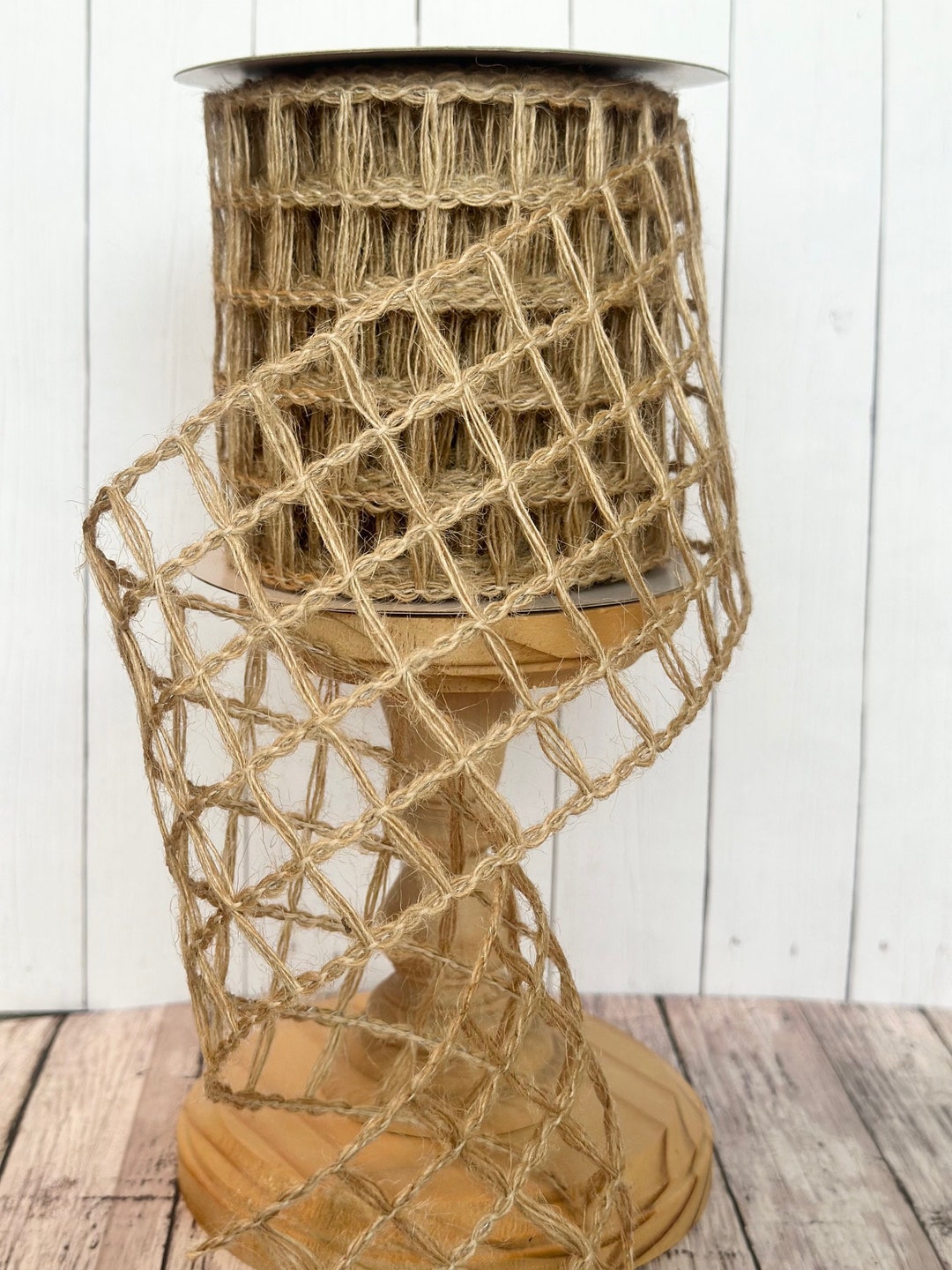 NEW Jute Window Pane Mesh Wired Ribbon for Wreaths or Bows 4 X 10 YARD