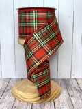 RESTOCKED!! Christmas Tartan Plaid Nutcracker Wired Ribbon for Wreaths or Bows 2.5" x 10 YARD ROLL