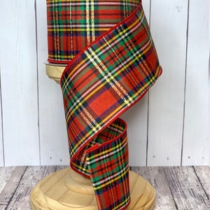 RESTOCKED!! Christmas Tartan Plaid Nutcracker Wired Ribbon for Wreaths or Bows 2.5" x 10 YARD ROLL