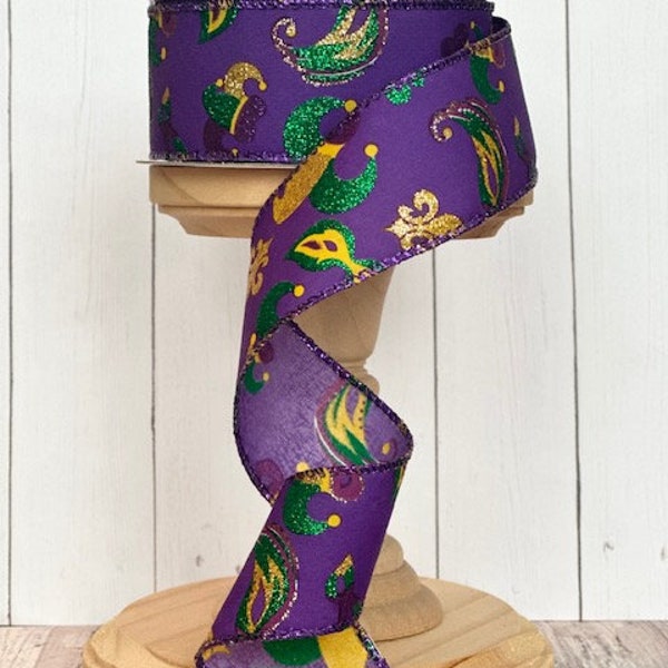 glitter mardi gras hair bow