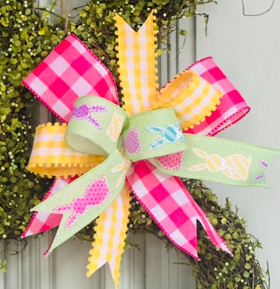 NEW!! Easter Bow, Bunny Bow, Easter Wreath Bow, Easter Door Hanger Bow