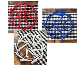 NEW!! 15" - 24" Wire Work Tinsel Wreath Form Red Blue White Wreath Making Supplies