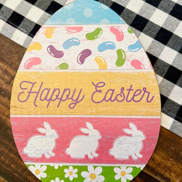 NEW!! 12" Happy Easter Egg Shape Sign Wreath Making Supplies