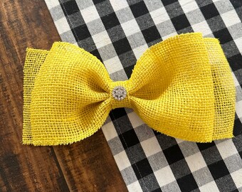 NEW!! 12" Burlap Yellow Bee Wreath Bow, Hello Spring Bow, Mother's Day Bow, Wreath Bow, Door Hanger Bow