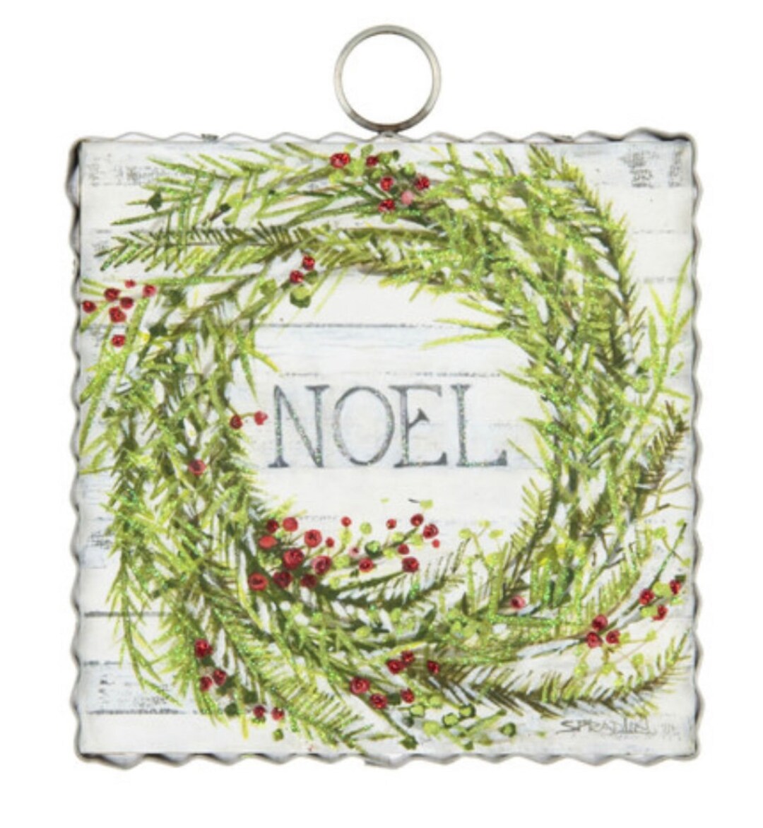 NEW Round Top Collection Mini Print Noel Christmas Wreath Etsy