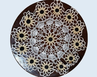 Vintage Cottagecore Coquette Yellow Flower Doily