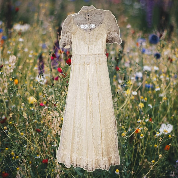 1970s Victorian Prairie Dress High Neck Lace Ivory Cottagecore Regency Etsy Canada