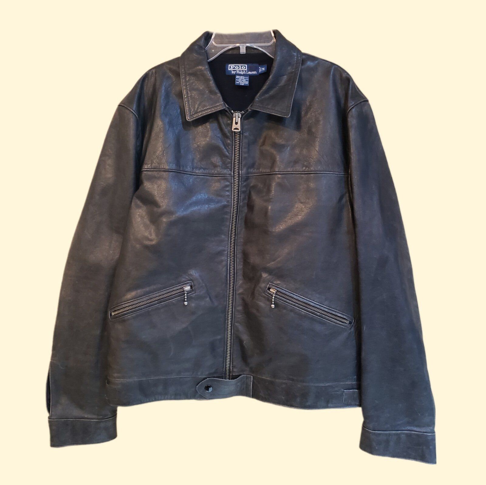 90s Y2K Grunge Indie Black Leather Jacket Polo by Ralph 90s Y2K Grunge Indie Black Leather Jacket Polo by Ralph
