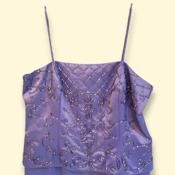 90s Y2K Boho Whimsigoth Purple Beaded Formal Dress - image 1