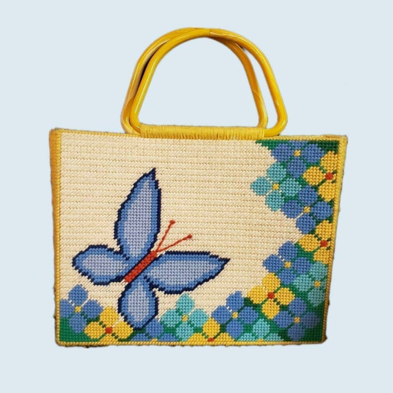70s Cottagecore Granola Tote Bag Handmade Cross S… - image 1