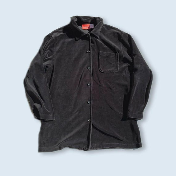 90s Goth Grunge Black Velvet Shirt