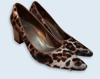 Vintage Downtown Girl Coastal Cowgirl Leopard Kalfshaar Pumps Leer