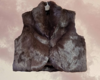 90s Y2K Brown Rabbit Fur Vest Cejon Vintage Retro