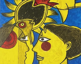 Signed; Guillaume Corneille Lithograph Idylle, 2003