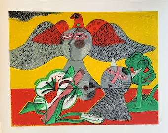 Guillaume Corneille (1922-2010) Cat, Flower and Bird 45 copies - Large format