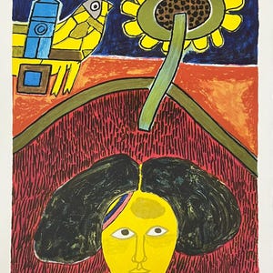 Guillaume Corneille (1922-2010) - signed Lithograph &quot;The Sunflower - Hommage to van Gogh&quot; - The sunflower