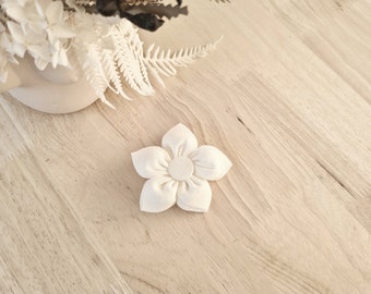 Pretty Petal Bow - handmade baby bow, baby headband, baby clip, toddler hair clip, baby hair accessory, flower bow, linen, girl bow